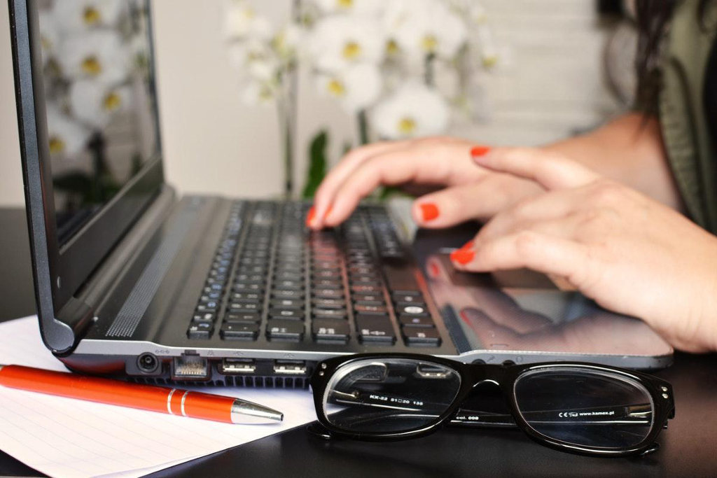 Businesswoman using marketing tools