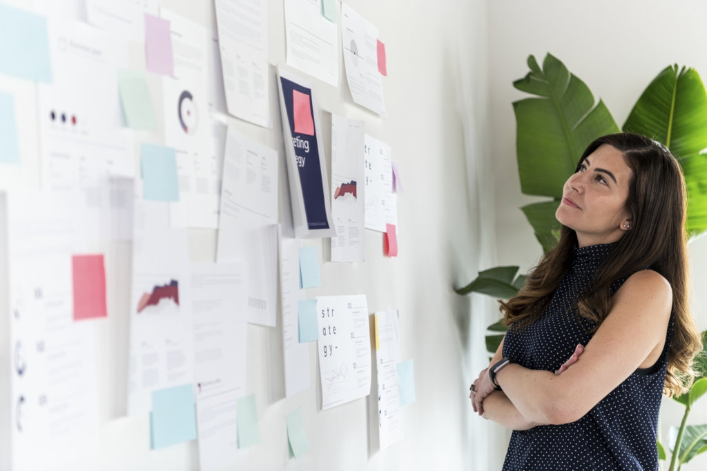 Businesswoman developing marketing strategy