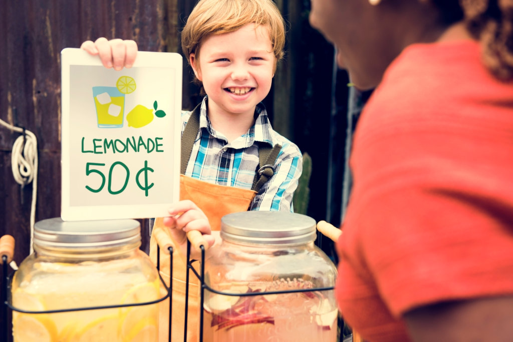 Kid selling lemonade